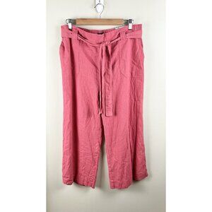 Soundstyle Pants Women’s Sz Lg Pink Linen Cropped Straight Pants‎ NWT Pink Coral